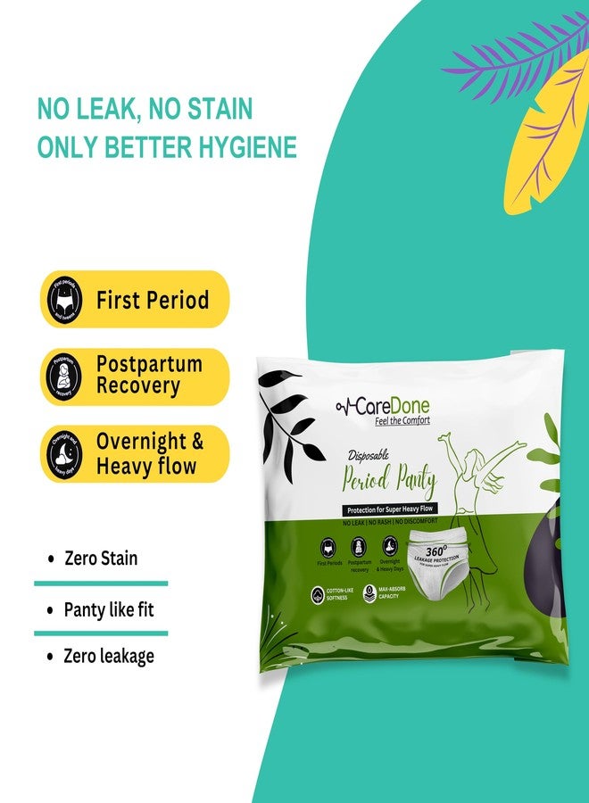 Caredone Disposable Period Panties for Women Leak Proof | 360° Protection | Overnight Comfort | Rash & Toxin Free | No Leakage | Seamless Fit | Period Panty for Heavy Flow. (Small, 2-Disposable Period Panty) - Image 2